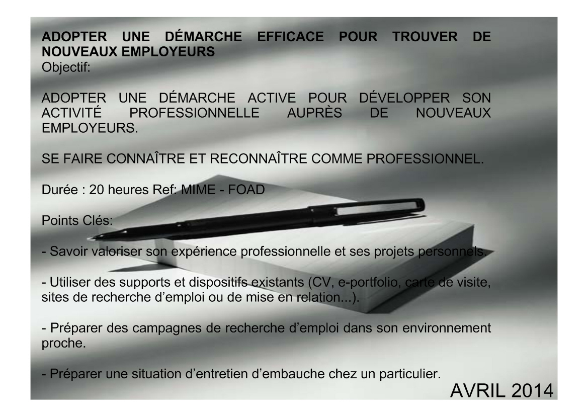 ADOPTER UNE DEMARCHE EFFICACE POUR TROUVER  DE NOUVEAUX EMPLOYEURS